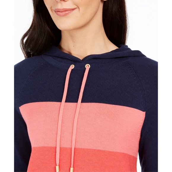 Rainbow Striped Spring Hooded Sweater NWT - Picture 3 of 4